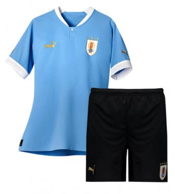 Uruguay Hjemmebanesæt Børn VM 2022 Kort ærmer (+ korte bukser)